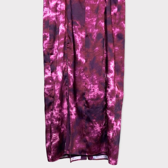 CINQ A SEPT Tie Dye Alexa Dress Size 6 Slip Dress Purple Long Maxi Satin - Picture 9 of 12